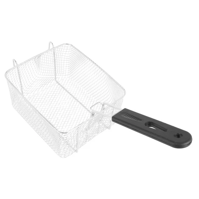 Stainless Steel Deep Fry Basket Rectangle Wire Mesh Strainer with Long Handle C1