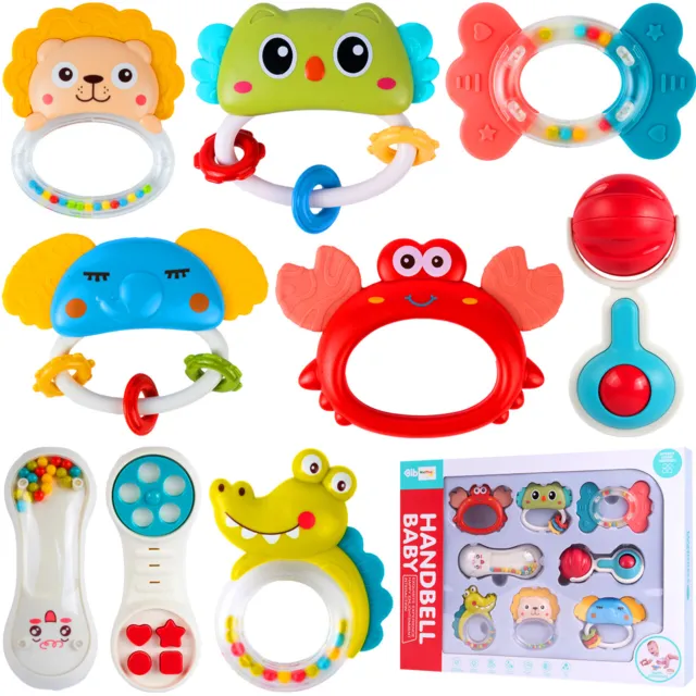 MalPlay Baby Rassel Set Speilzeug 9 Stk Tiermotiv Beißring Kinder ab Geburt