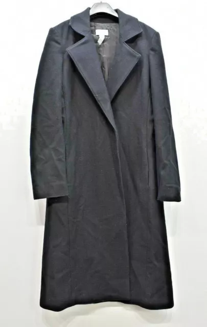Old Navy Womens Black Solid Wool Blend Single Button Notch Lapel Long Car Coat M