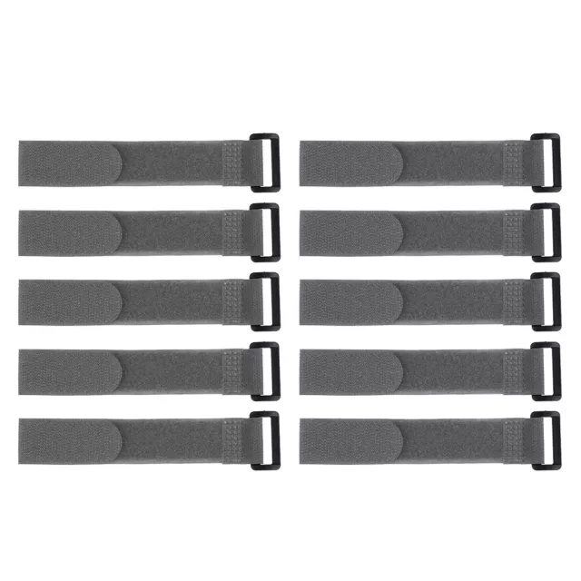 10pcs Hook and Loop Straps, 1-inch x 8-inch Securing Straps Cable Tie (Gray)