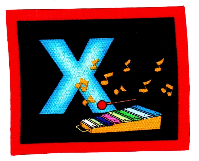 xilófono letra x tela aplique hierro no bordado 3,5 pulgadas nuevo