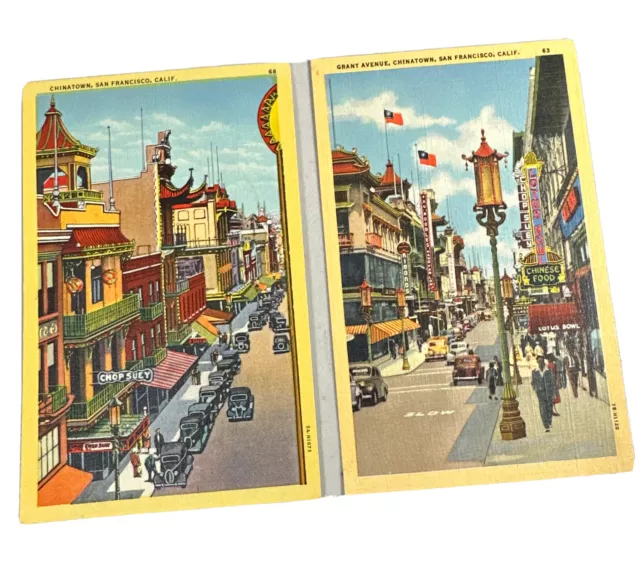 San Francisco California Postcards CHINATOWN Street Scene Piltz Linen Lot Of 2