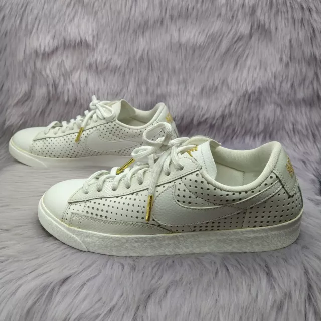 NIKE BLAZER LOW SE PRM Leather Sneakers Womens Size 7.5 White Gold AA1557 100 34.99 PicClick