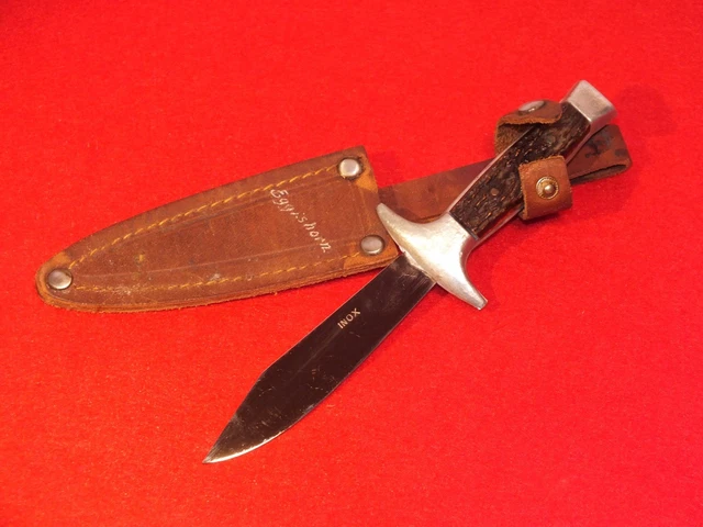Poignard Pesh-Kabz Vintage Corne De Cerf Barasingha Et Acier Damas - Avec Fourreau