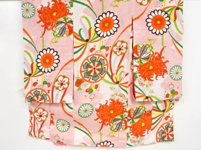 45295# Japanese Kimono / Antique Kimono For Girls / Genji Cart With Ume