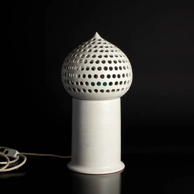 Studio Cerámica Lámpara Forma de Hongo Ceramic Ilka Rast (Hija Uwe Rast ) Blanco