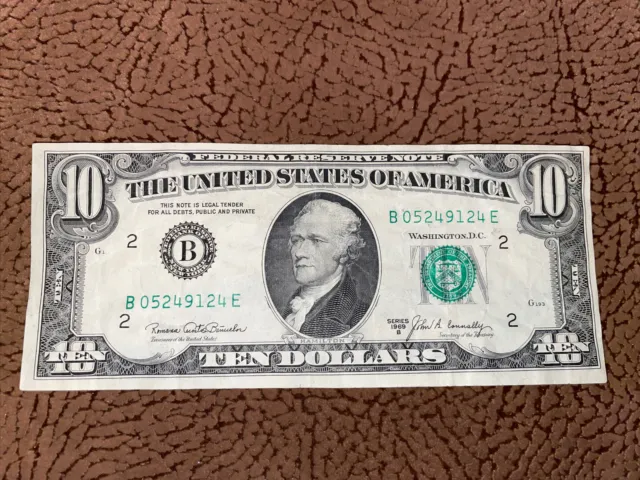 Rare United States Money Ten Dollar Bill (10) Paper Currency - Series 1969 B