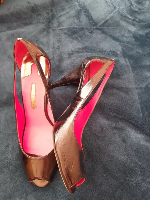 TED BAKER SHOES size 7 Black Patent leather upper, peep toe, stiletto ...