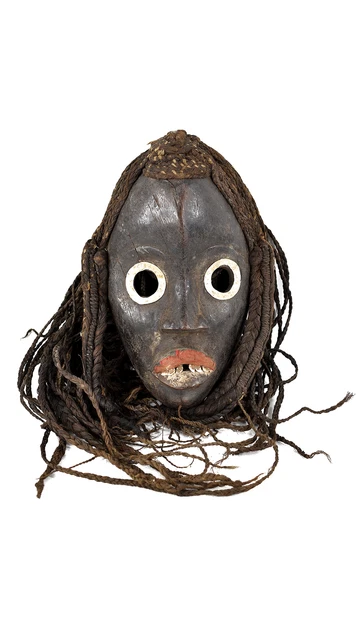 Dan Mask Deangle Raffia Teeth Liberia African Art