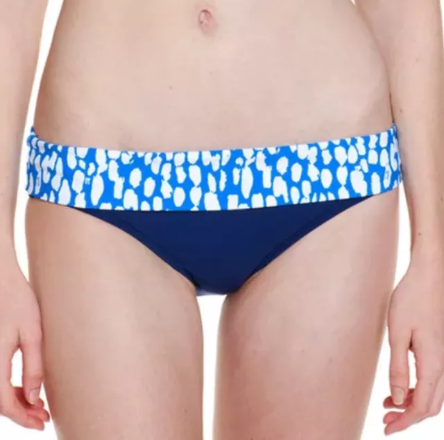 Splendid Womens  Coastal Blue Multicolor Print Banded Bikini Bottom, Medium  NWt