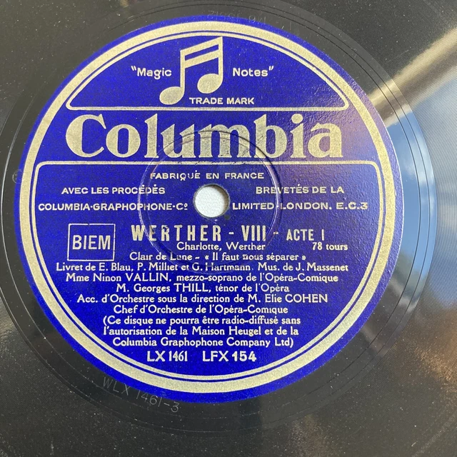 78 rpm Vallin Thill Werther Lfx154