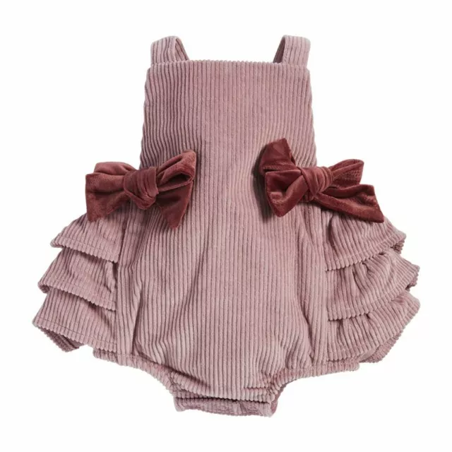 Mud Pie Christmas Pink Corduroy Ruffle Bubble Baby Girls