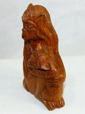 Hand Carved Wood Mother Baby 7” Monkey Chimp Figure Statue Africa Decor Art 2