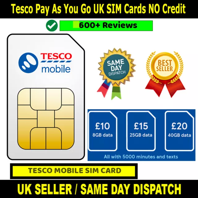Tesco Mobile Pay As You Go Sim Cards No Credit New UK SIM Cards Wholesale Joblot