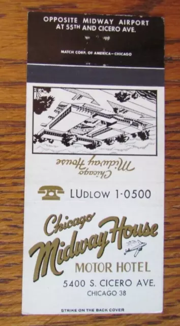 Chicago, Illinois Matchbook Cover: Midway House Motor Hotel Empty Matchcover -B