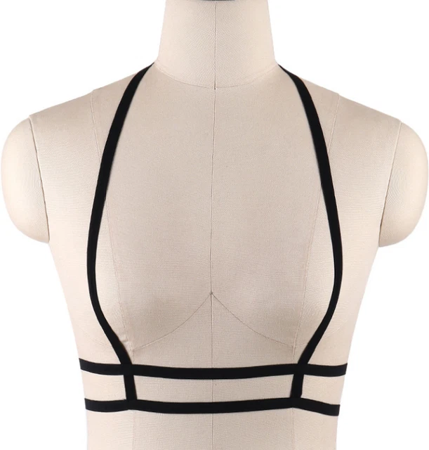 Soutien gorge burlesque harnais ouvert élastique noir étoile