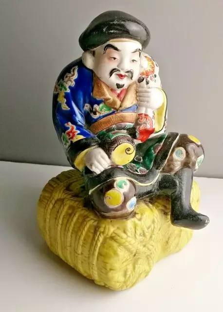 Antique Japanese Kutani Meiji Porcelain Daikoku Figurine Fortune God 22cm tall