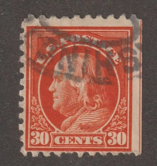 USA Scott 439  P10 Single Line Watermark Franklin 30 cent Straight edge (439-6)