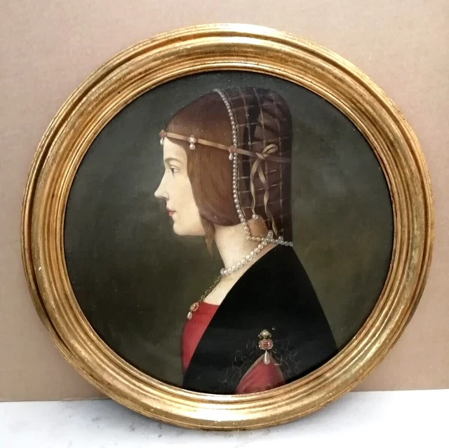 BEATRICE D'ESTE ANTICO OLIO SU TELA '800 da A. DE PREDIS FERRARA EMILIA MILANO