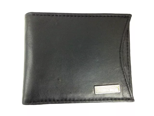 $76 Calvin Klein Mens Black Leather Bifold 6cc Id Credit Card Passcase Wallet 04