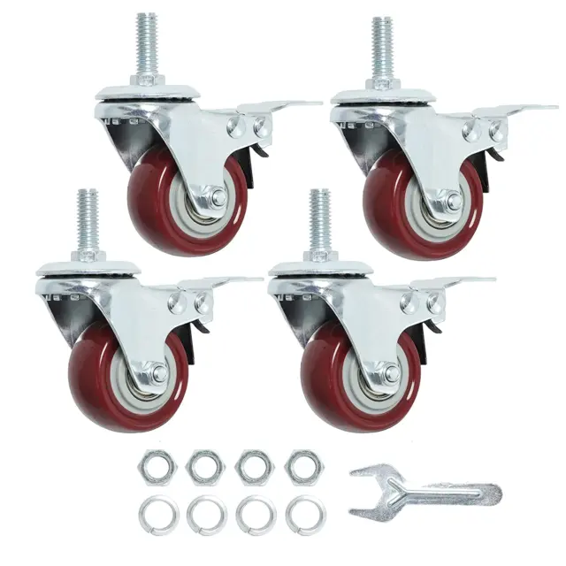 Swivel Caster Wheels 2 Inch Heavy Duty Threaded Stem Casters 3/8"-16X1"...