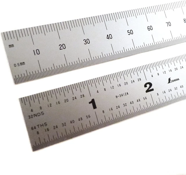 Shinwa 12" 300 Mm English Metric Rigid (1.250 Wide X .040 Thick) Zero Glare Sati