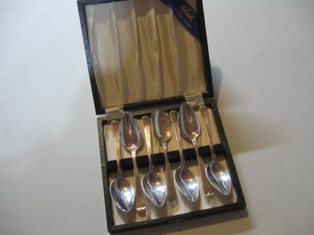 Set of 6 Grapefruit & 1 Sugar Spoons Raimond Sheffield Silver Plate in Case