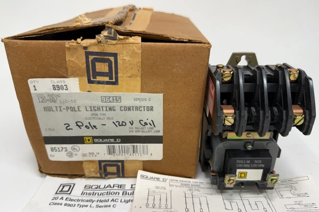 Contacteur D'éclairage Square D 8903LG1200 - 30A, 12 Pôles, Bobine 110/120V - Occasion Fonctionnel