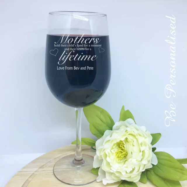 Personalised Mothers Day Wine Glass 550ml Engraved Glass Gift for Mum Present