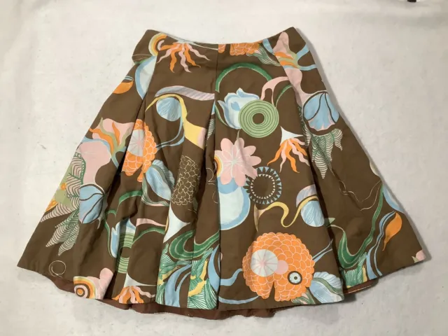 Miss Sixty Size small Brown Luxury Pleated Zip Floral Denim Skirt Y2K Vintage