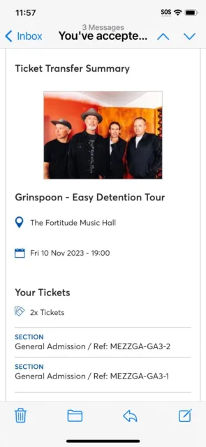 Grinspoon Easy Detention Tour Tickets x2