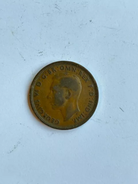 1938 PENNY - HALF PENNY COIN - 1/2d BRONZE COIN  - KING GEORGE VI