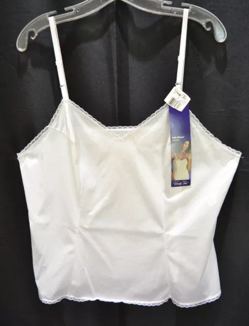 White Camisole Vintage New Vanity Fair Sz 42/48 Nylon With Tag Adjustable Straps