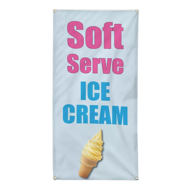 Vertical Vinyl Banner Multiple Sizes Soft Serve Ice Cream Food Fair Promotion