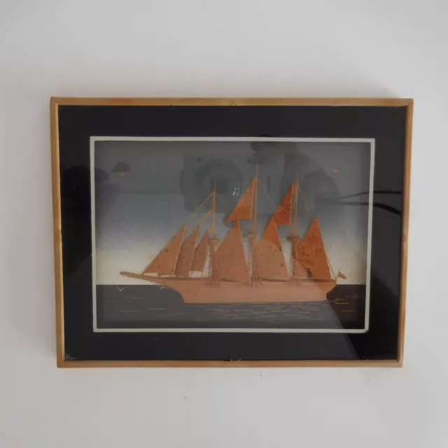 Handmade Art Deco Sailing Boat Frame Board PN France N2832