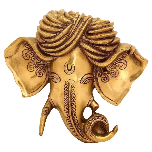 Brass Hand Crafted Hindu God Ganesha Mask Wall Hanging For Home Decor