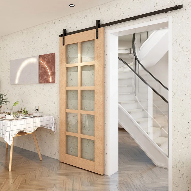 Sliding Barn Door Hardware Kit 6.6FT Modern Closet Hang Style Track Rail Black 12