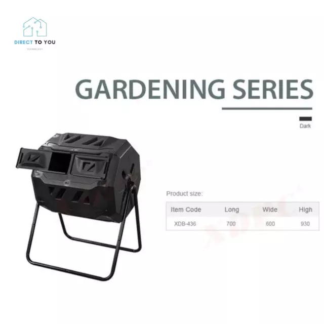 160L Tumbling Garden Compost Bin Heavy Duty with Easy Turn, Dual Chamber and Int 2