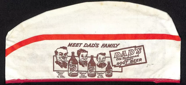Dad's Root Beer Soda Cloth Jerk Cap Hat "Meet Dad's Family" Uncle Sam c1941-53 2