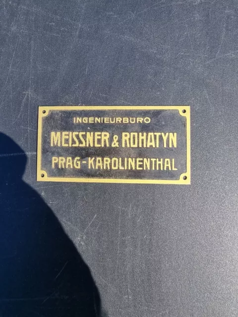 Altes Blechschild  INGENIEURBÜRO MEISSNER & ROHATYN, PRAG, Reklame,Werbung,K5