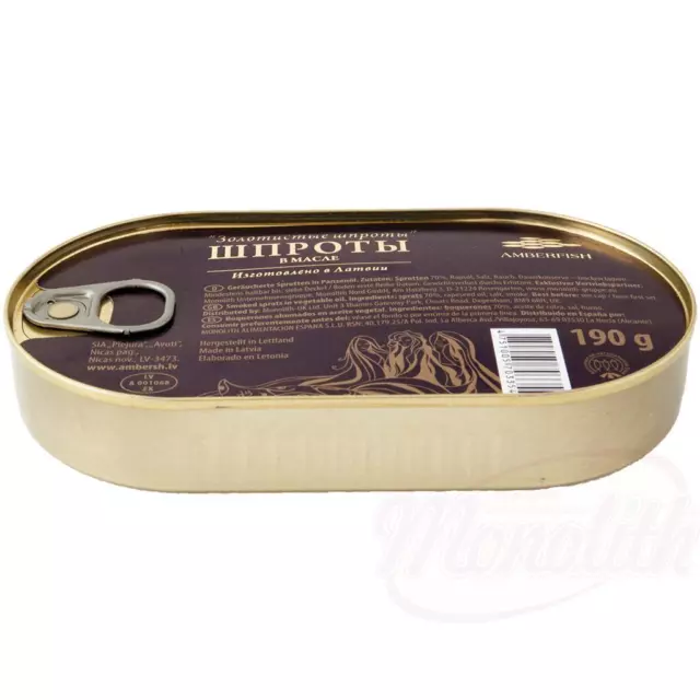 14,47 EUR/kg) 12x lattina di spratti di pesce ambra affumicati in olio vegetale 12x 190g