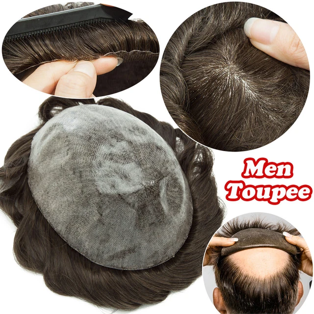 Ultra Thin Skin Mens Toupee Invisible Men Hair Replacement System TOP Hairpieces