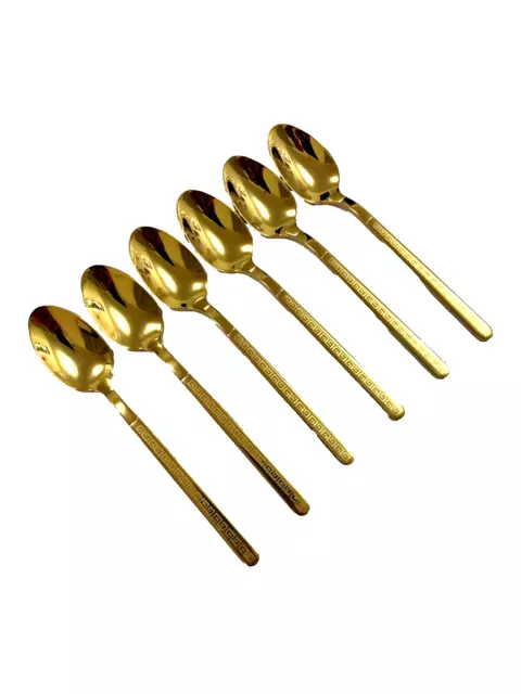 6x QUALITY GOLDEN STAINLESS STEEL CUTLERY SMALL TEA SPOON MIRROR POLISHED