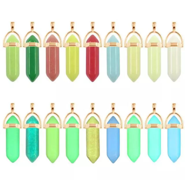 Wholesale 10pc/lot Glow In The Dark Luminous Stone Pendant Moonstone Hexagonal