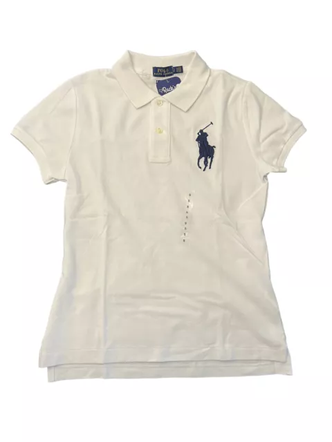 POLO RALPH LAUREN White Women's Skinny Fit Big Pony Polo Shirt, Large, NWOT