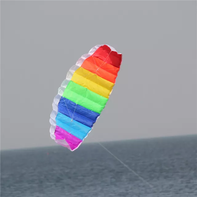 Outdoor Rainbow Dual Line Kitesurfing Stunt Parachute Soft Parafoil Surfing Kite