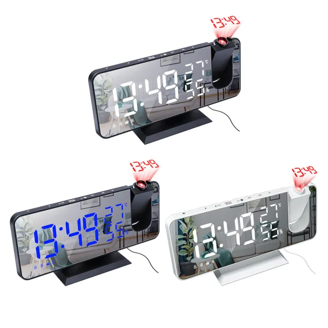 fr Digital FM Radio Projection Alarm Clock Smart LED Electric Table Desktop Watc