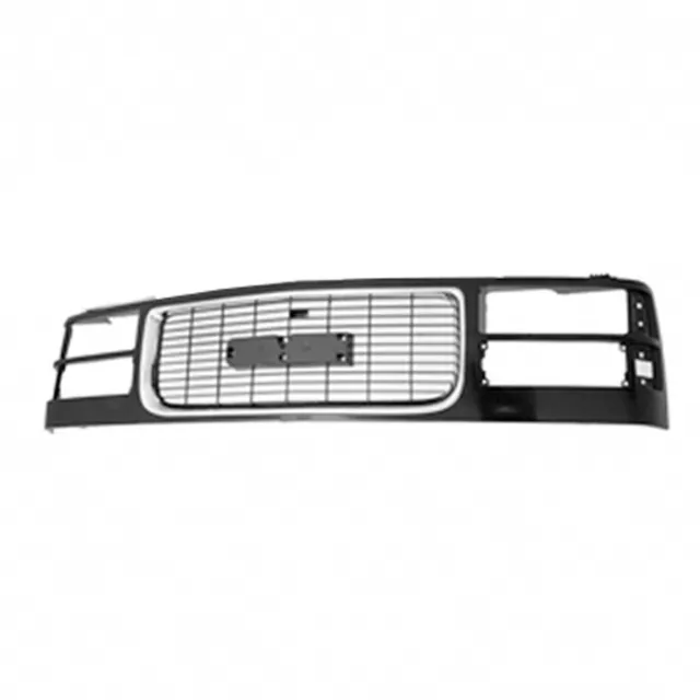 New Front Grille Black With Chrome Molding Plastic Fits 1994-2002 Gmc C3500HD