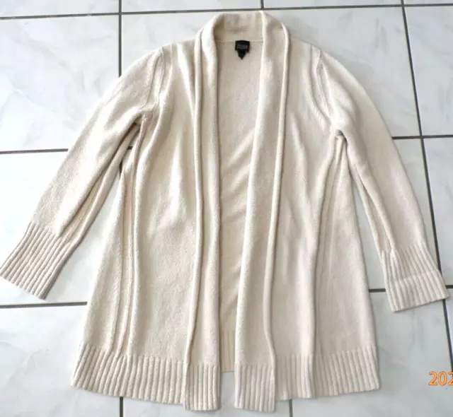 EILEEN FISHER Womens Open Front Cardigan Sweater Cotton Blend Ivory Sz M F94