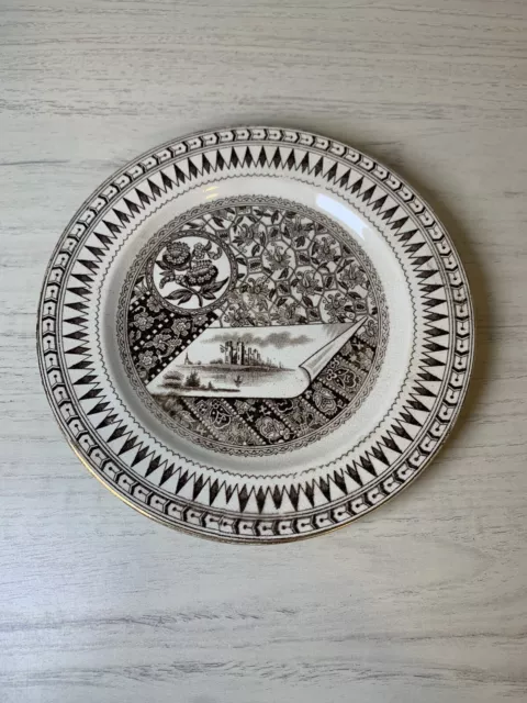 19th Century Brown Transferware Bread or Dessert Plate Canterbury Antique